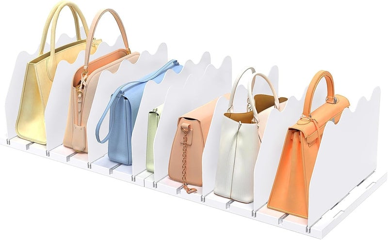 Horoof Home Adjustable White Acrylic Purse Organizer - Handbag and Pocketbook Storage Rack - Image 1