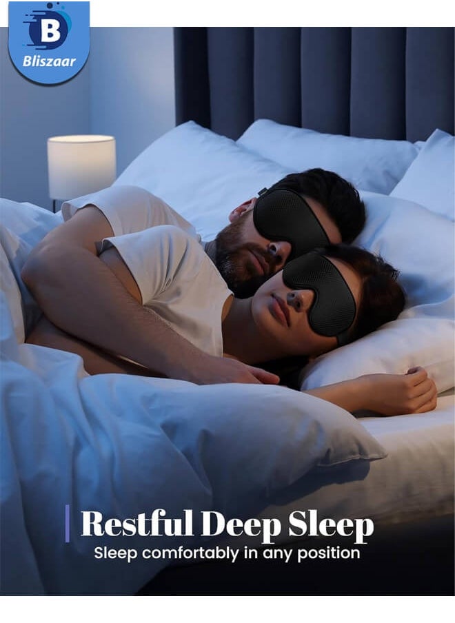 Bliszaar Sleep Mask for Men Women: Blackout Eye Masks for Sleep - 3D Breathable Soft Comfortable Eye Mask for Travel - Adjustable Light Blocking Night Masks for Sleeping  - Image 2