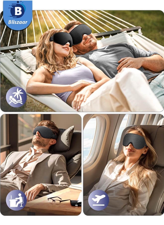 Bliszaar Sleep Mask for Men Women: Blackout Eye Masks for Sleep - 3D Breathable Soft Comfortable Eye Mask for Travel - Adjustable Light Blocking Night Masks for Sleeping  - Image 4