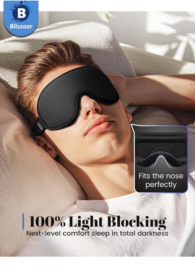 Bliszaar Sleep Mask for Men Women: Blackout Eye Masks for Sleep - 3D Breathable Soft Comfortable Eye Mask for Travel - Adjustable Light Blocking Night Masks for Sleeping  - Image 3