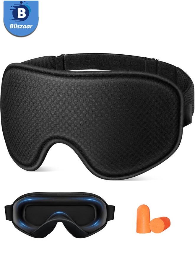 Bliszaar Sleep Mask for Men Women: Blackout Eye Masks for Sleep - 3D Breathable Soft Comfortable Eye Mask for Travel - Adjustable Light Blocking Night Masks for Sleeping  - Image 1