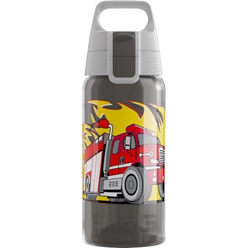 Sigg Kids Water Bottle Viva One Fire Truck Suitable For Carbonated Beverages Leakproof Dishwasher Safe BPA Free Sports Bike Grey 17 Oz - Image 1