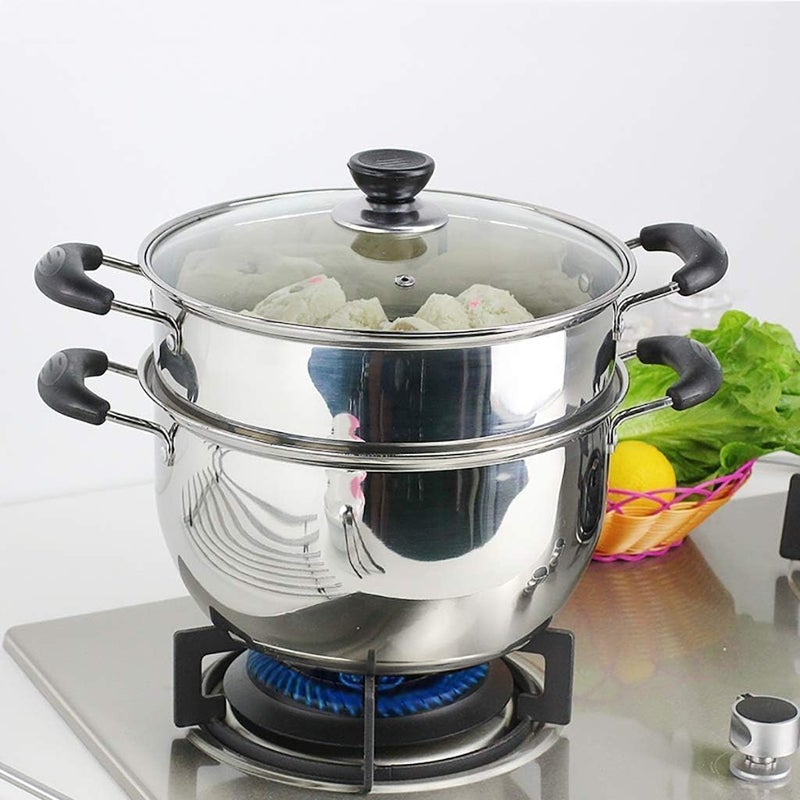 YORWAN YORWAN Pot SteamerCooking PotInduction CookerCooking Steam Food Vegetable Pan SteamersCooker Stock Set Stainless Cookware Steel SoupFood Steamer for CookingDouble Layer Pan - Image 2
