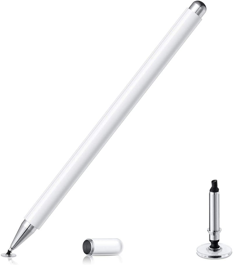 Dyazo Aluminium Fine Point Stylus Pen with Spare Disk for Touch Screens Devices, Compatible with iPad/iPhone/X/XR, Amazon Kindle and All Android/iOS Smart Phones and Tablets (White) - Image 1