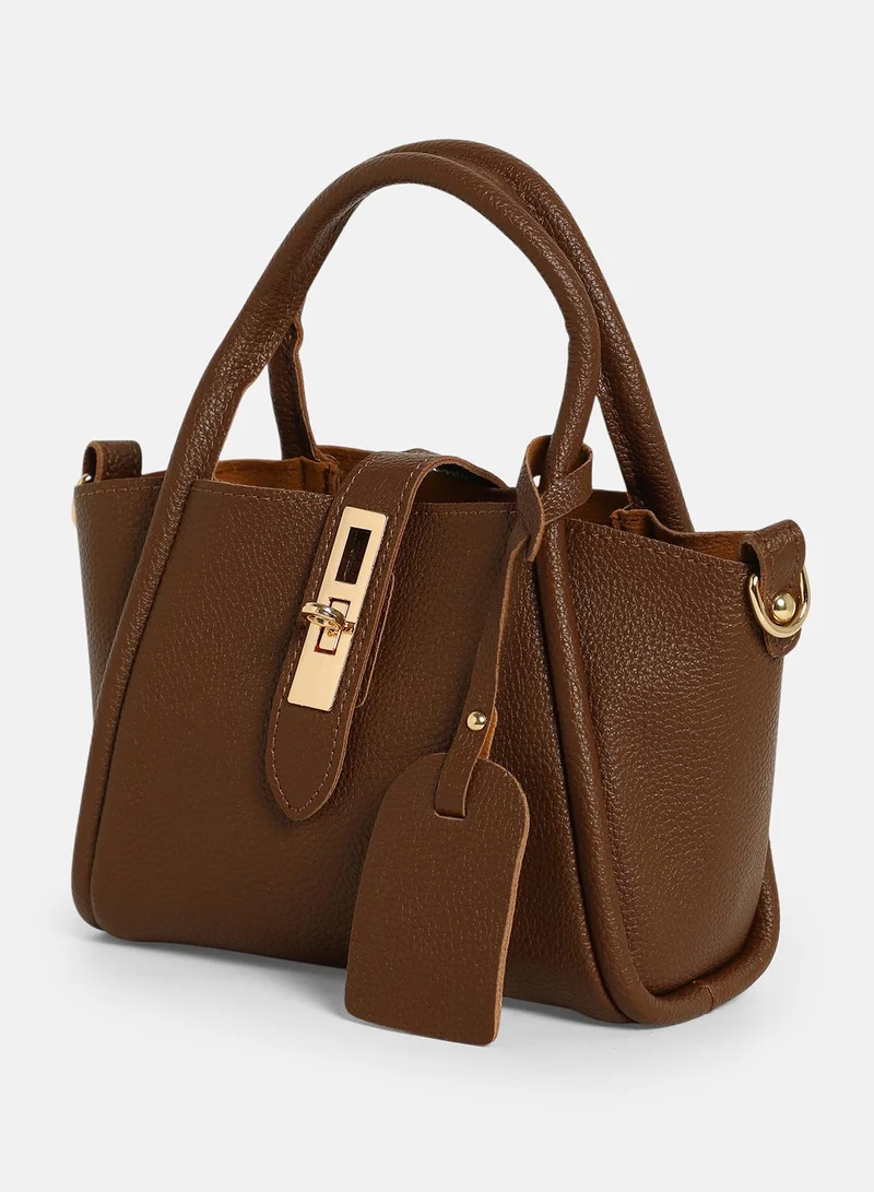 Haute Sauce Solid Interlock Regular Vegan Leather Hand Bag For Women