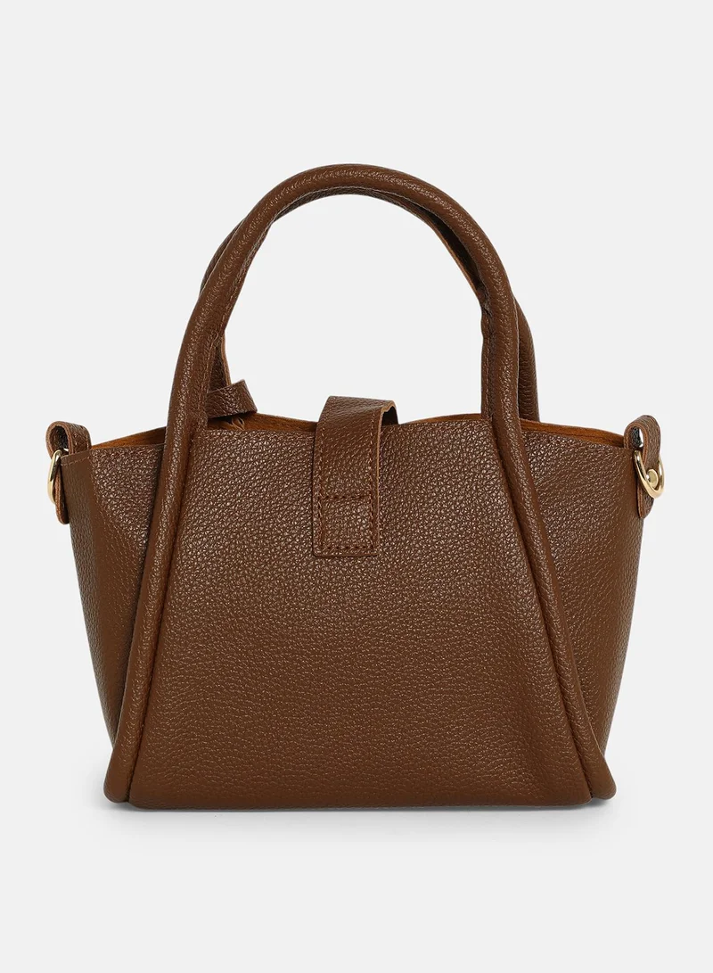 Haute Sauce Solid Interlock Regular Vegan Leather Hand Bag For Women