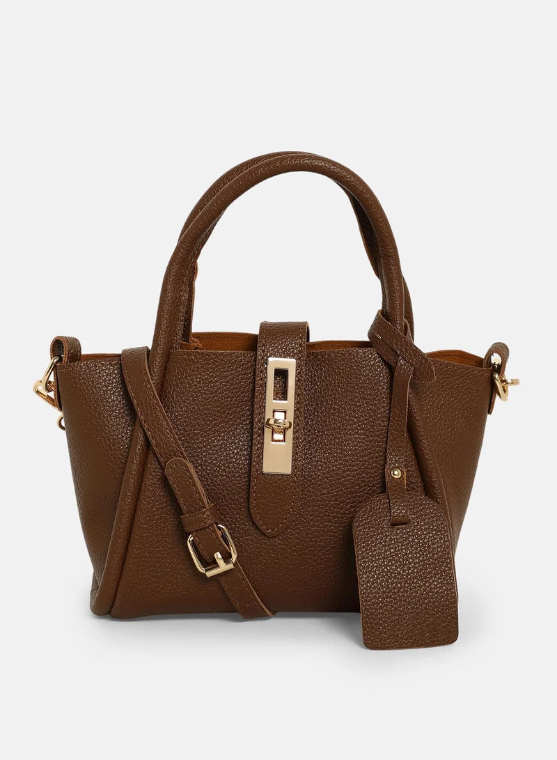 Haute Sauce Solid Interlock Regular Vegan Leather Hand Bag For Women