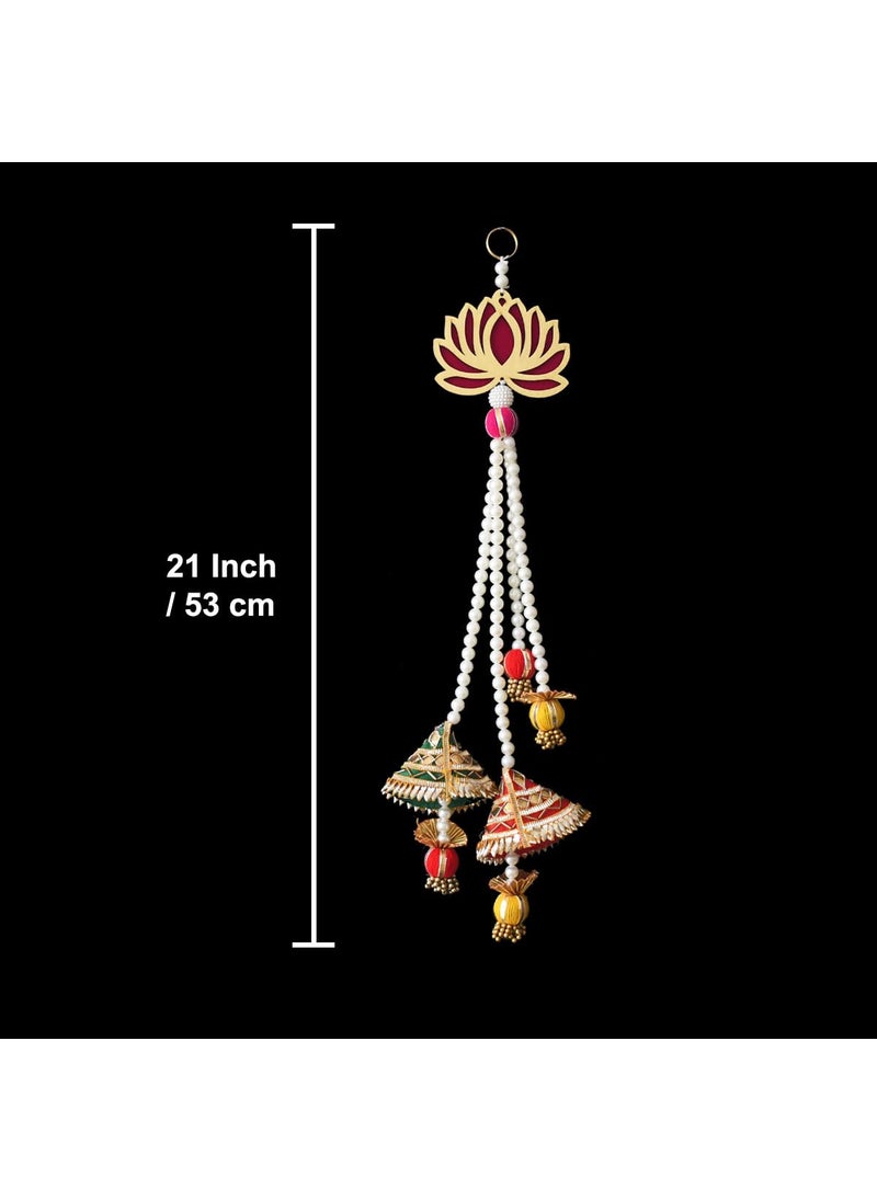 Saugat Traders Saugat Traders Lotus with Gota Patti Wall Hanging for Home Decor, Main Door, Temple, Diwali Decorations Handmade Lotus Door Hangings Festival Decoration Items Pack of 2  - Image 4
