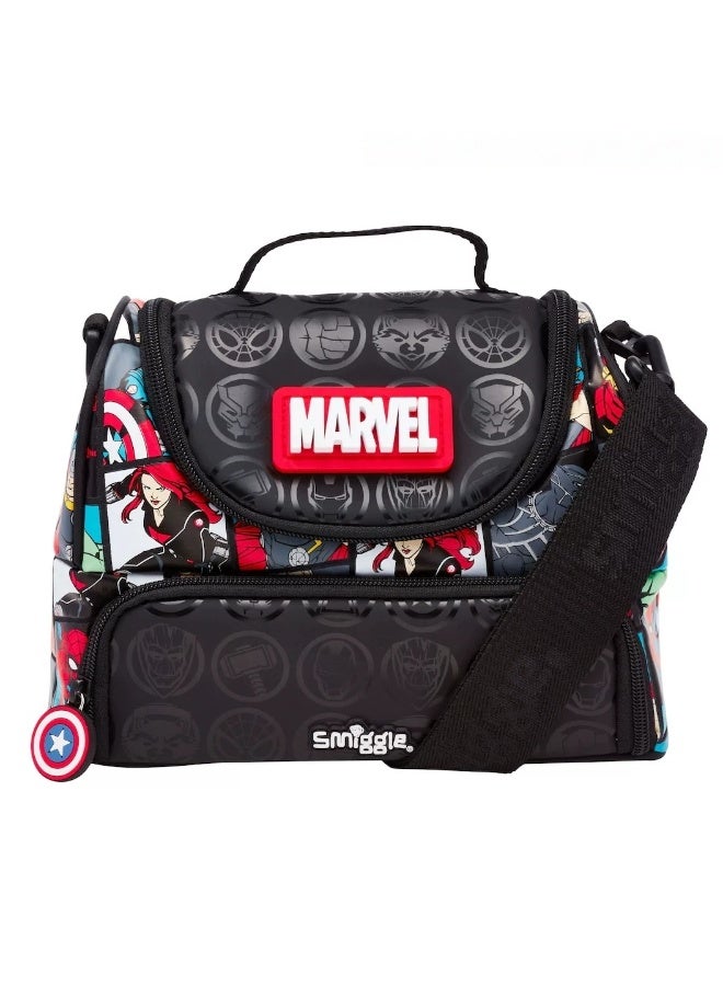 Smiggle Marvel Comic Print Double Layer Insulated Lunch Bag Portable Thermal Cooler Bag for School & Outdoor Use - Image 1