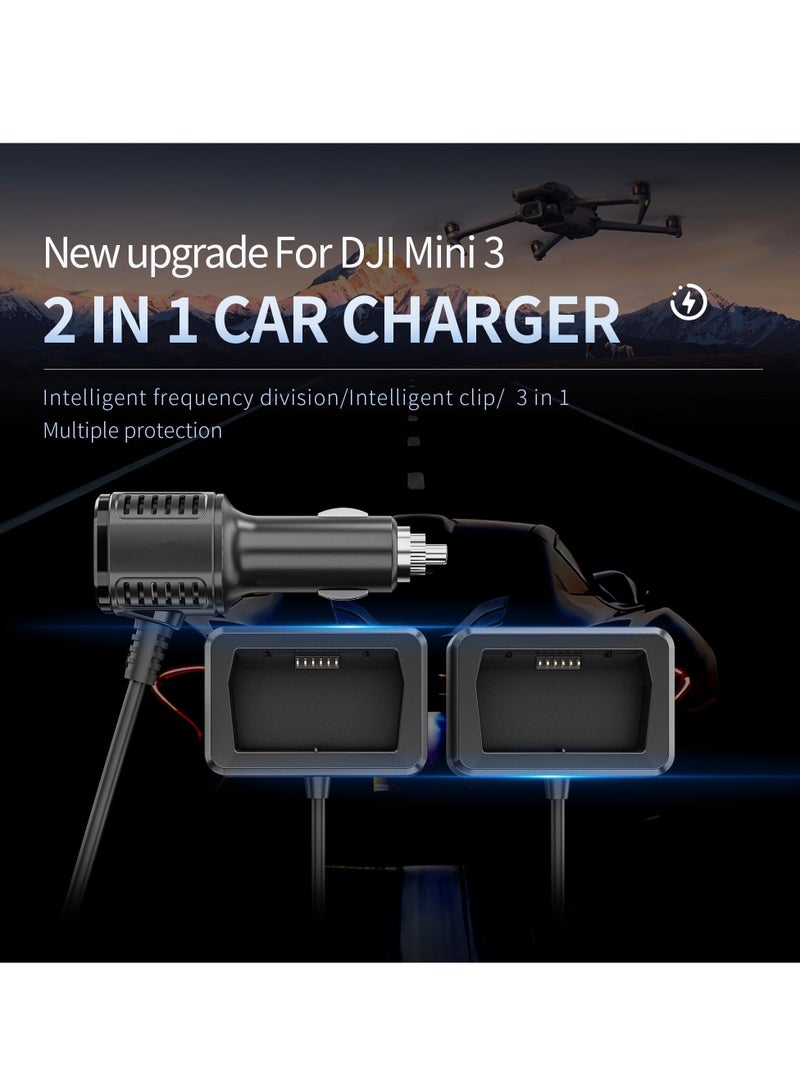 2 in 1 Battery Car Charger for DJI Mini 3 Pro Drone Quick Charge Adapter for Batteries and Remote Controller Support Batteries and Remote Controller Charging Together for DJI Mini 3 Pro Drone - Image 3