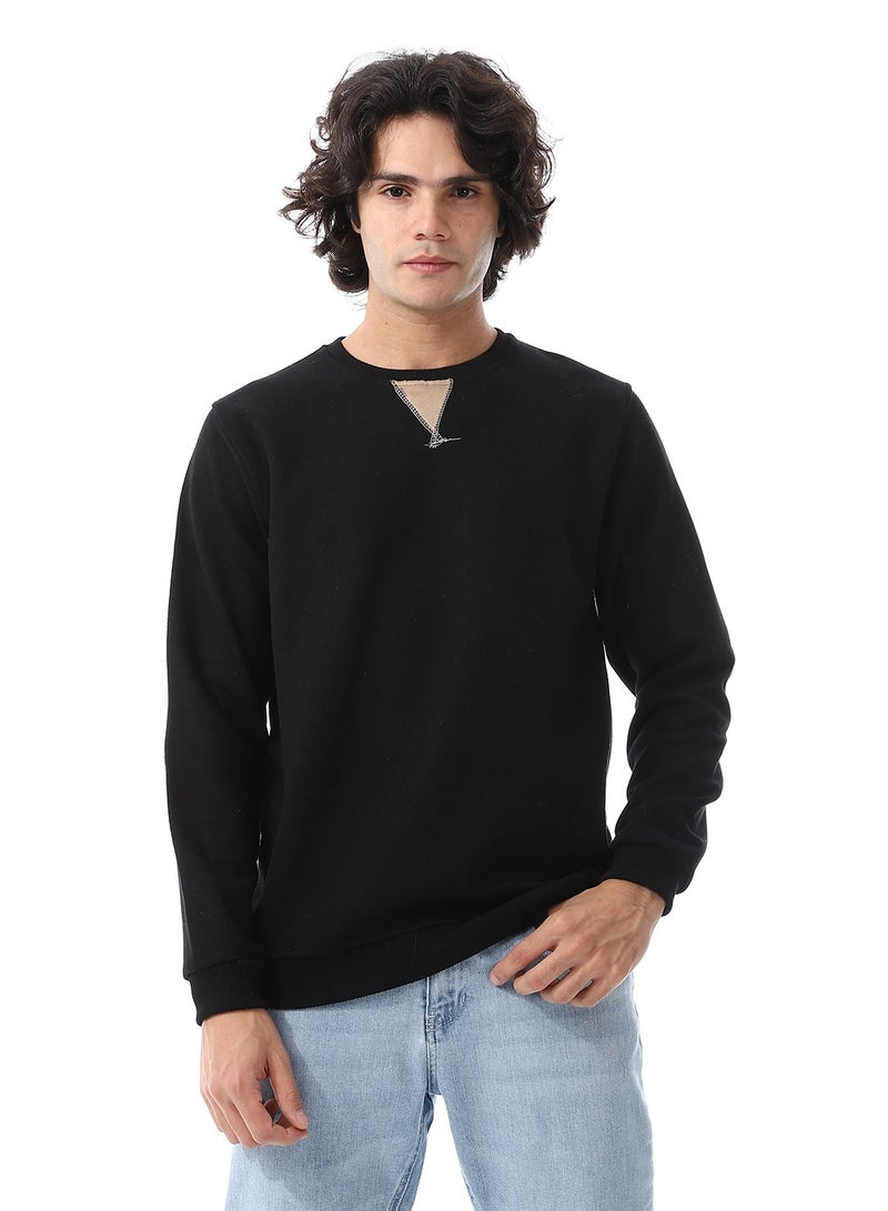 Andora Round Collar Slip On Kashmir Sweatshirt_Black  - Image 1