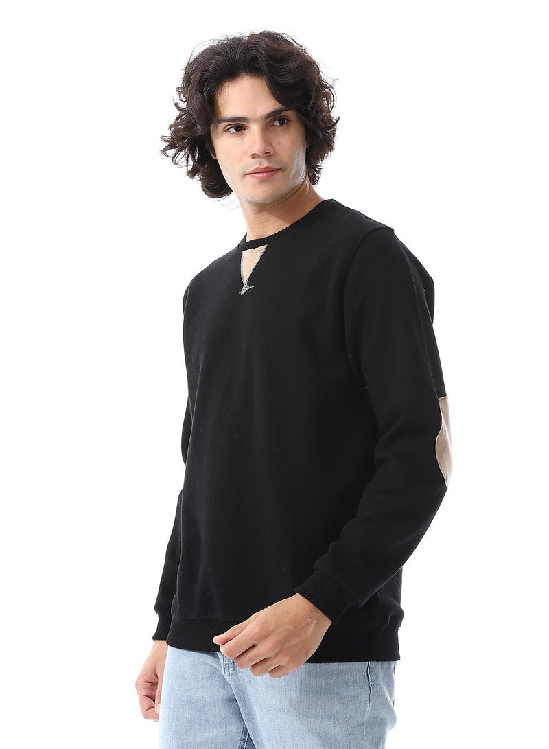 Andora Round Collar Slip On Kashmir Sweatshirt_Black  - Image 2