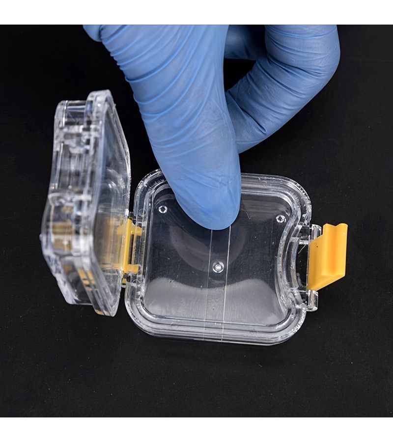 A Set Of 4 Plastic Dental Storage Boxes With Cling Film For Cleaning Dentures High Quality Denture Containers Portable Travel Case For Orthodontic Supplies Yellow Black Blue White - Image 4