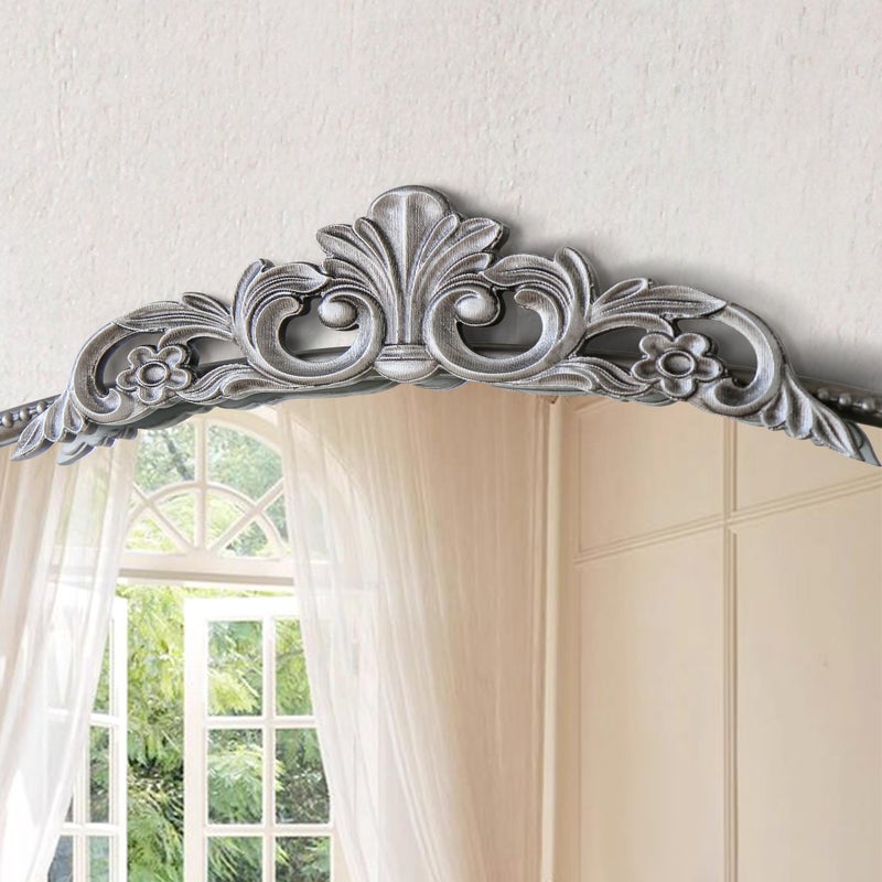 Micasso Antique Wall Silver Mirror: 40" x 29" French Baroque Vintage Mirror - Traditional Ornate Decorative Arched Mirrors for Wall/Bathroom/Entryway/Fireplace/Hallway - Home Decor for Living Room - Image 5