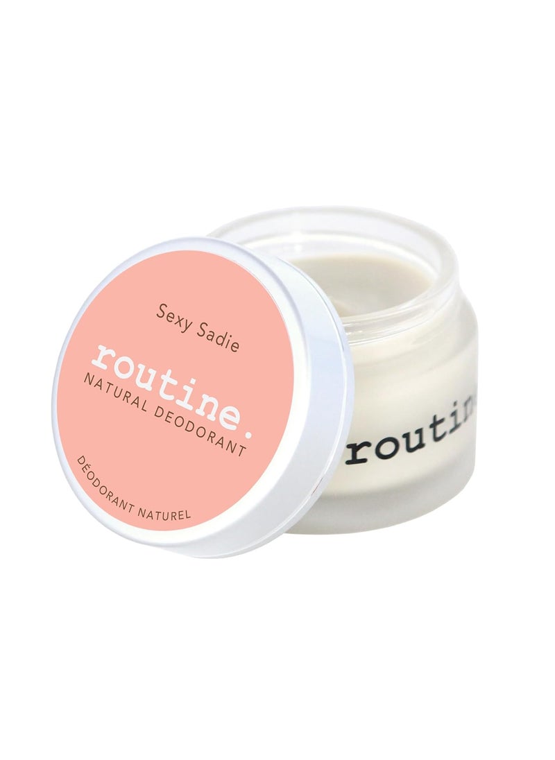 routine Routine. Natural and Aluminum Free Deodorant (2 Fluid Oz.) for Women and Men | Sexy Sadie No Beeswax Vegan Formula | Patchouli, Ylang Ylang, Sweet Orange, Vanilla, and Champa (Cream Jar Formula) 