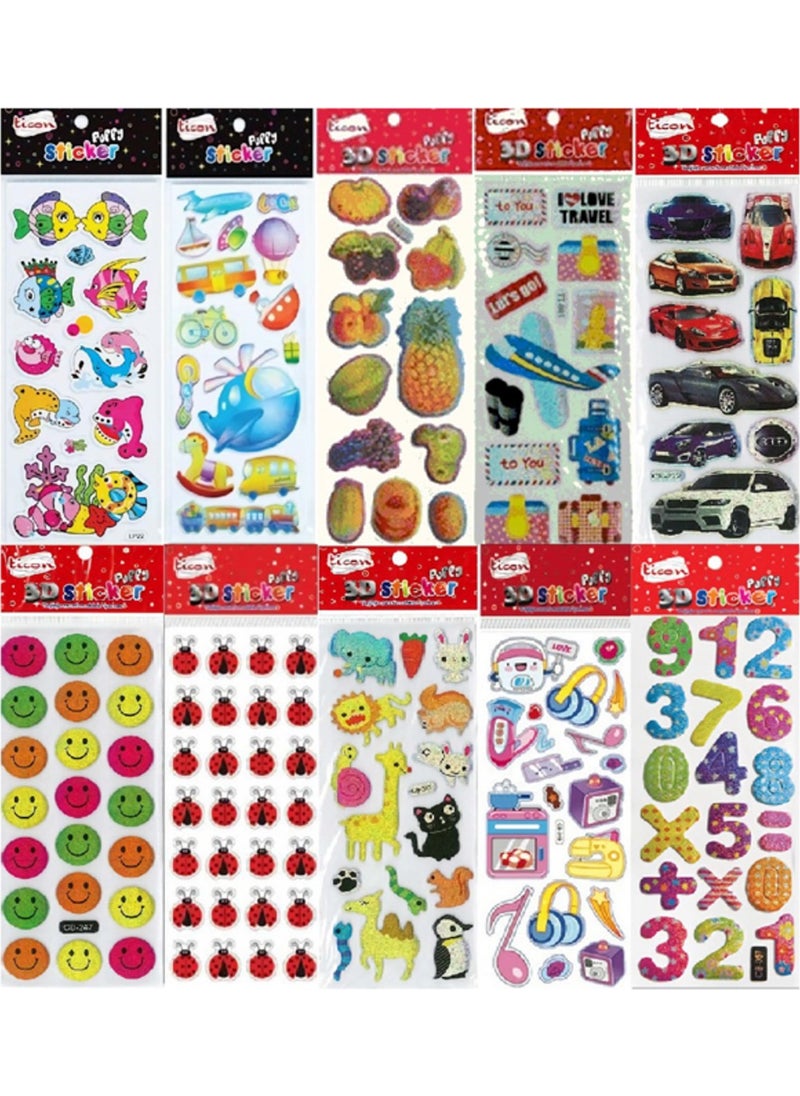 Ticon Embossed Sticker Mixed Pack 50 Color Chart 
