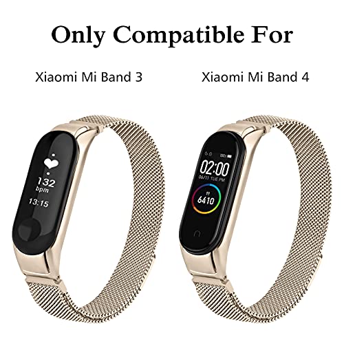 Tobfit Magnetic Strap Compatible for Xiaomi Mi Band 4 / Mi Band 3 (Watch Not Included), Stainless Steel Chain Strap with Magnetic Buckle, Sport Replacement watchstrap for Women & Men (Vintage Gold) - Image 4