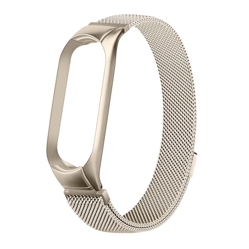 Tobfit Magnetic Strap Compatible for Xiaomi Mi Band 4 / Mi Band 3 (Watch Not Included), Stainless Steel Chain Strap with Magnetic Buckle, Sport Replacement watchstrap for Women & Men (Vintage Gold) - Image 1