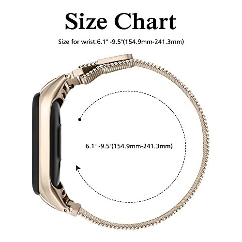 Tobfit Magnetic Strap Compatible for Xiaomi Mi Band 4 / Mi Band 3 (Watch Not Included), Stainless Steel Chain Strap with Magnetic Buckle, Sport Replacement watchstrap for Women & Men (Vintage Gold) - Image 5