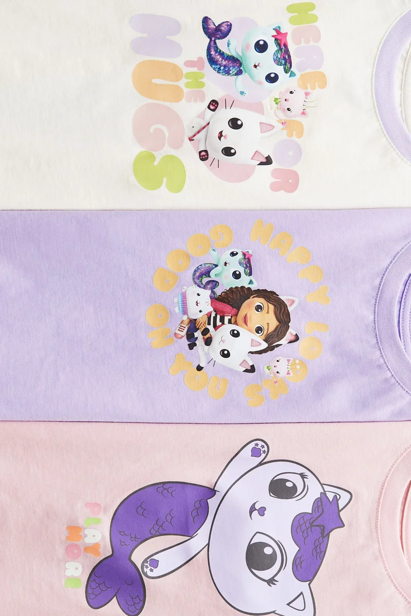 H&M 3-pack printed jersey tops