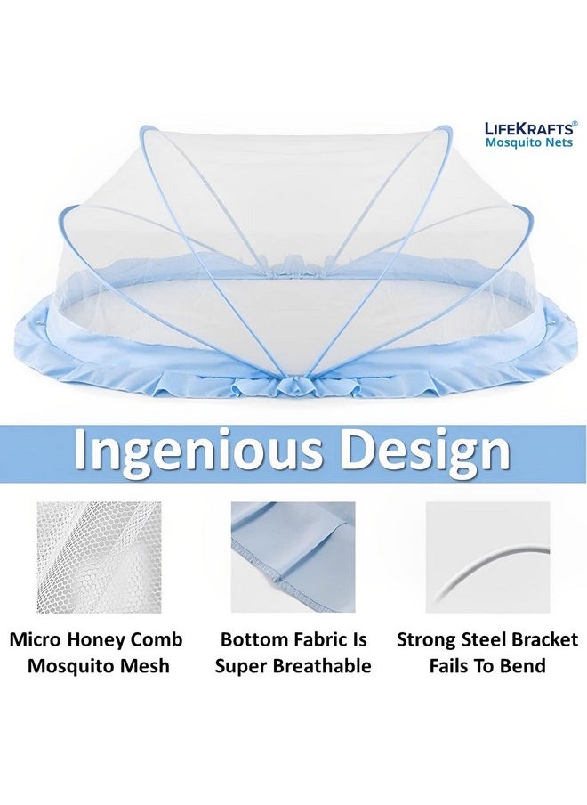 Lifekrafts Foldable Baby Mosquito Net, Bottomless Net For Infants, For Safe & Easy Use | Ensures Your Baby'S Safe Sleep 135 X 65 X 65Cms, For Babies & Toddlers (0 To 24 Months) - Blue  - Image 3