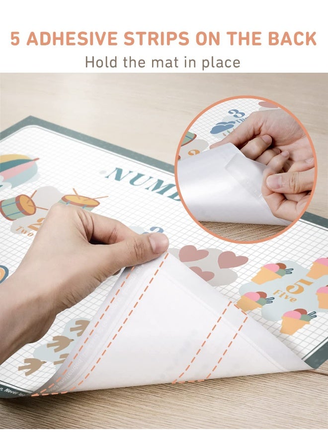 Babebay Disposable Placemats for Baby, 60 Pack Sticky Toddler Placemat for Restaurants, Dining Table, Party, Travel, 12" x 18" with 4 Designs - Image 2