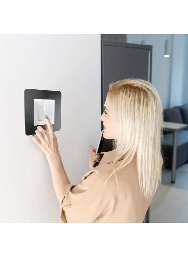 4 Piece Self Adhesive Matte Black White Square Switch Plate Cover No Drilling Home Decor - Image 5