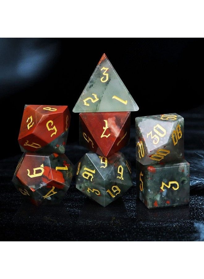 Lucky-M Gemstone Dice Dnd Dice Set Natural Blood Dice Dungeons And Dragons Dice Mini Dice Set Role Playing Game Dice Sets D&D Accessories Gift With Metal Case (Africa Bloodstone)  - Image 2
