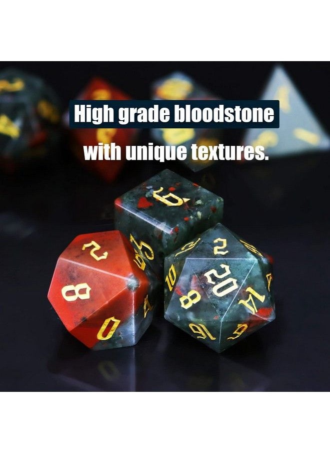 Lucky-M Gemstone Dice Dnd Dice Set Natural Blood Dice Dungeons And Dragons Dice Mini Dice Set Role Playing Game Dice Sets D&D Accessories Gift With Metal Case (Africa Bloodstone)  - Image 3