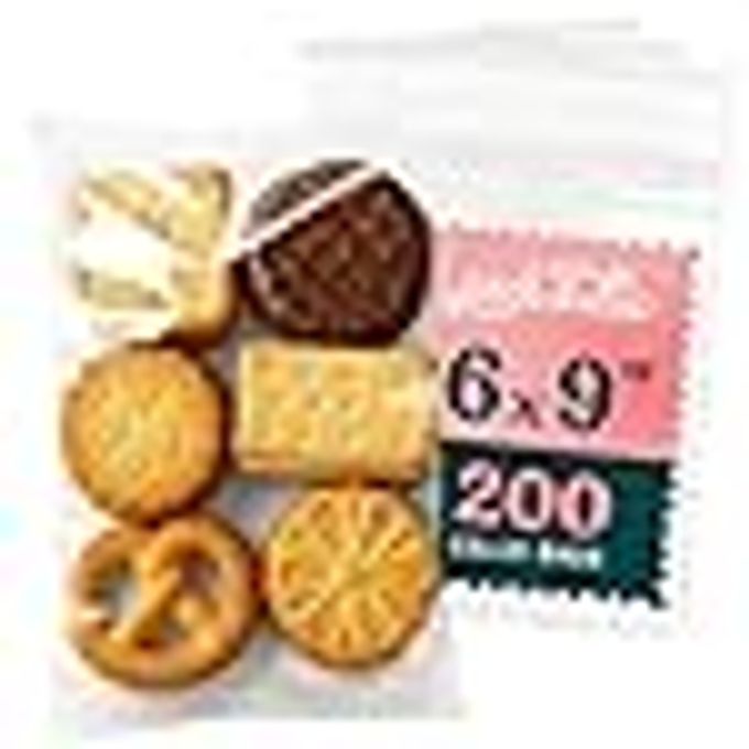 6 X 9 SELF SEALING CELLOPHANE BAGS 200 PACK CLEAR COOKIE AND PRETZEL ROD BAGS WITH SEAL FOR BAKED GOODS PACKAGING COOKIE WRAPPERS BAKERY PACKAGING BAKE SALE CANDY TREATS GOODIES GIFTS