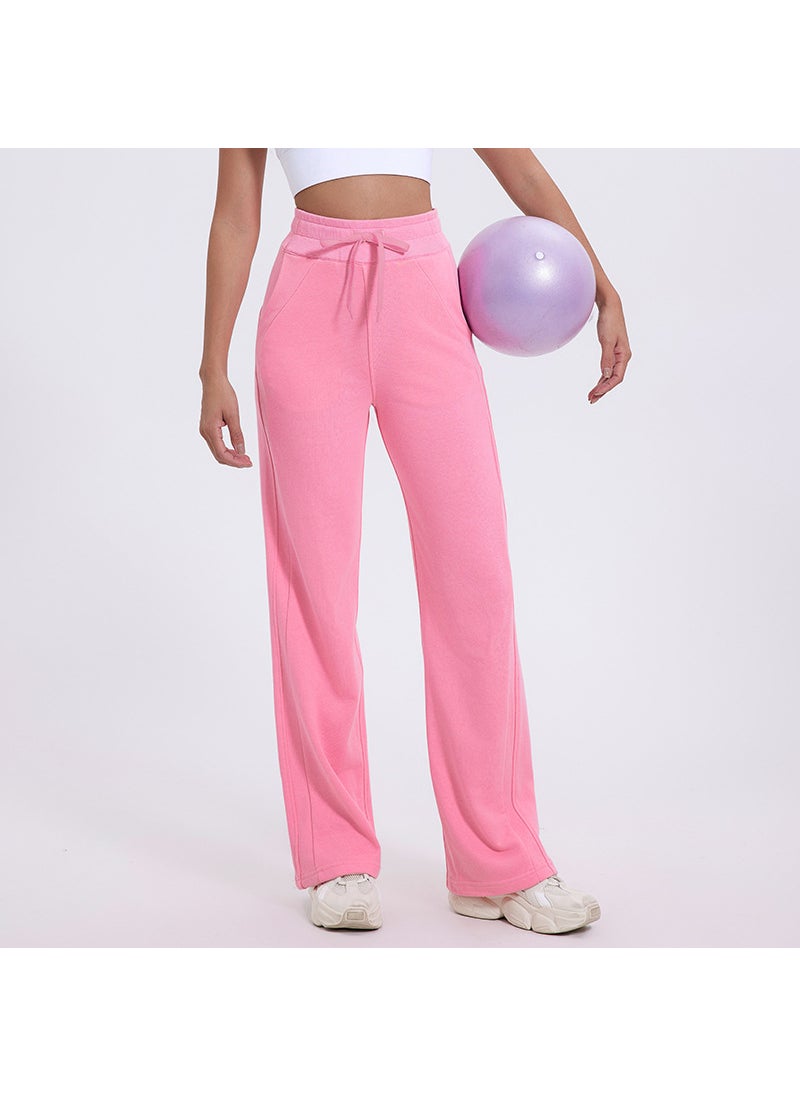 Generic - High Waist Drawstring Loose Fit Yoga Pants Ice Cream Powder - Image 1