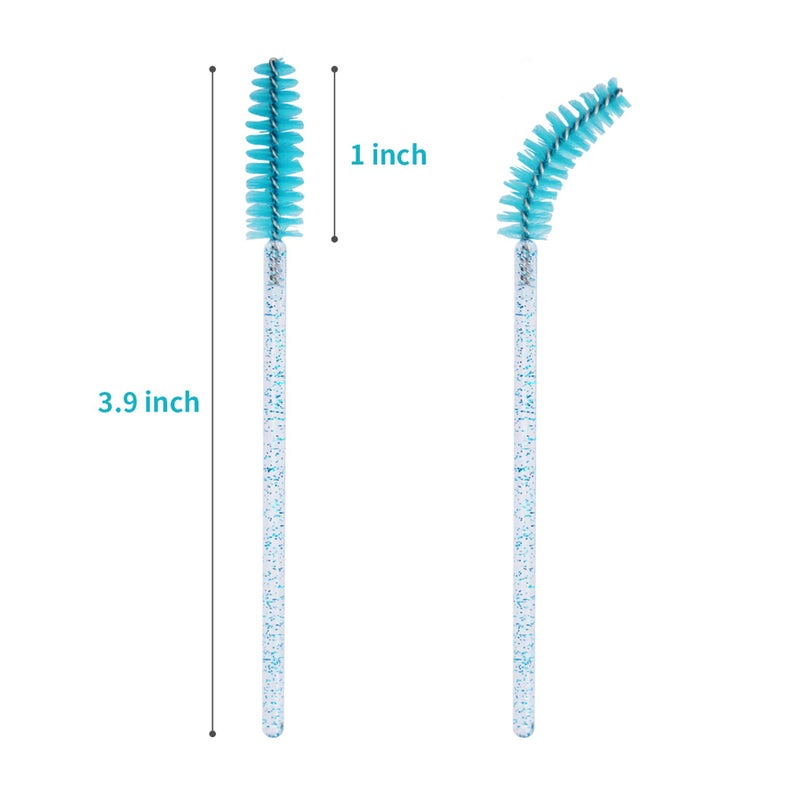 CHEFBEE 100PCS Disposable Eyelash Brush, Mascara Wands Makeup Brushes Applicators Kits for Eyelash Extensions and Eyebrow with Container (Blue) - Image 5