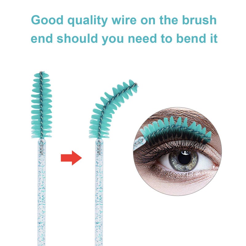 CHEFBEE 100PCS Disposable Eyelash Brush, Mascara Wands Makeup Brushes Applicators Kits for Eyelash Extensions and Eyebrow with Container (Blue) - Image 2