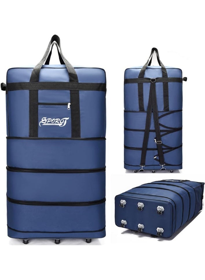 SPORT Expandable Extra Large Travel Oxford Duffel Luggage Bag with Spinner Wheels Waterproof Lightweight Traveling Foldable Suitcas - Image 1