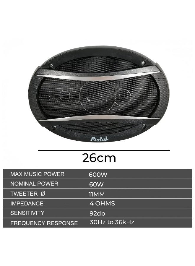 PistoL TS-A6995S 6x9 Inch 5 Way Coaxial Car Speakers Pair, 600W Max Power, 60W RMS, 4 Ohm Impedance, High Sensitivity 92dB, Full Range Car Audio Speaker System, Deep Bass and Clear Treble - Image 4