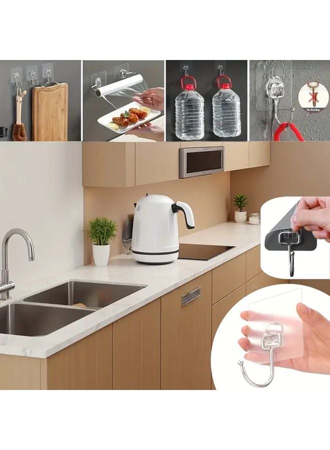 22pcs Heavy Duty Waterproof Transparent Adhesive Hooks No Drill Wall Mounted Hangers For Towels Coats Clothes Bathroom Home Storage - Image 2