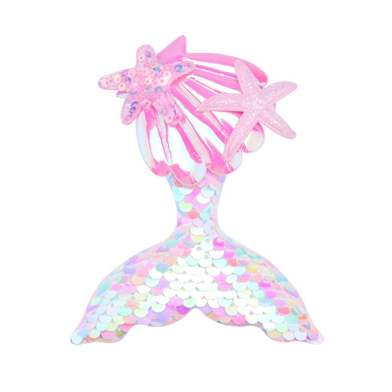 Shell Mermaid Hairpin, Shell Starfish Sequined Headgear, White - Image 4