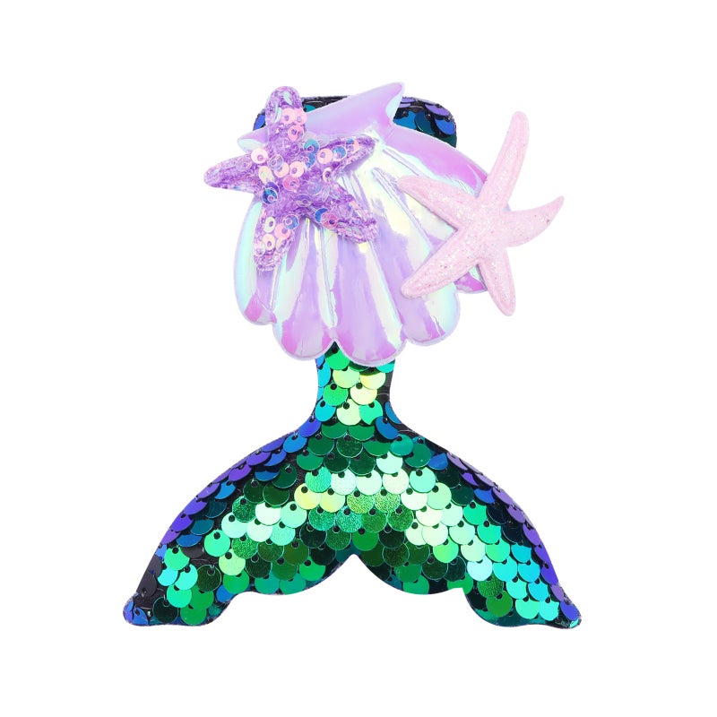 Shell Mermaid Hairpin, Shell Starfish Sequined Headgear, White - Image 3