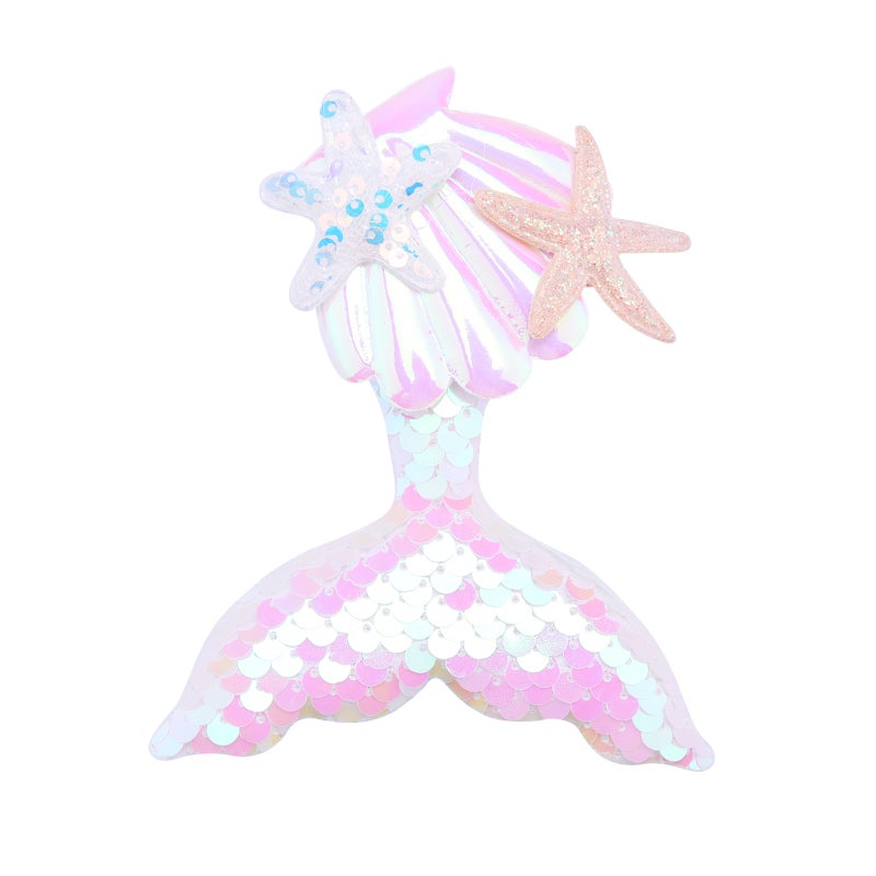 Shell Mermaid Hairpin, Shell Starfish Sequined Headgear, White - Image 1