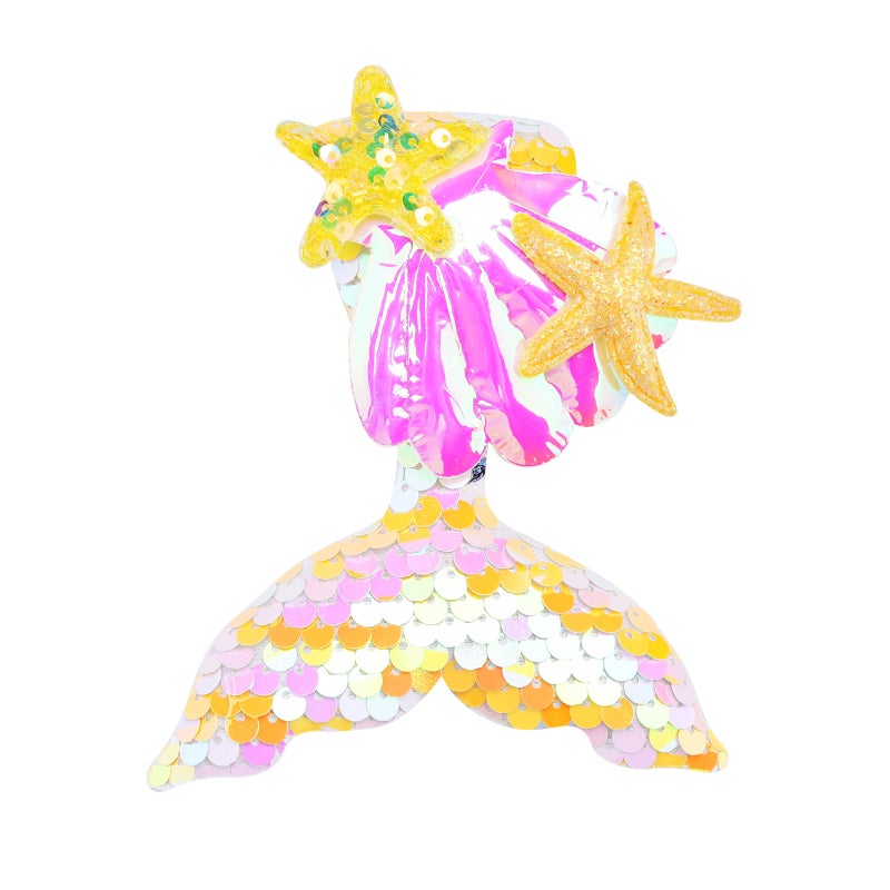 Shell Mermaid Hairpin, Shell Starfish Sequined Headgear, White - Image 5