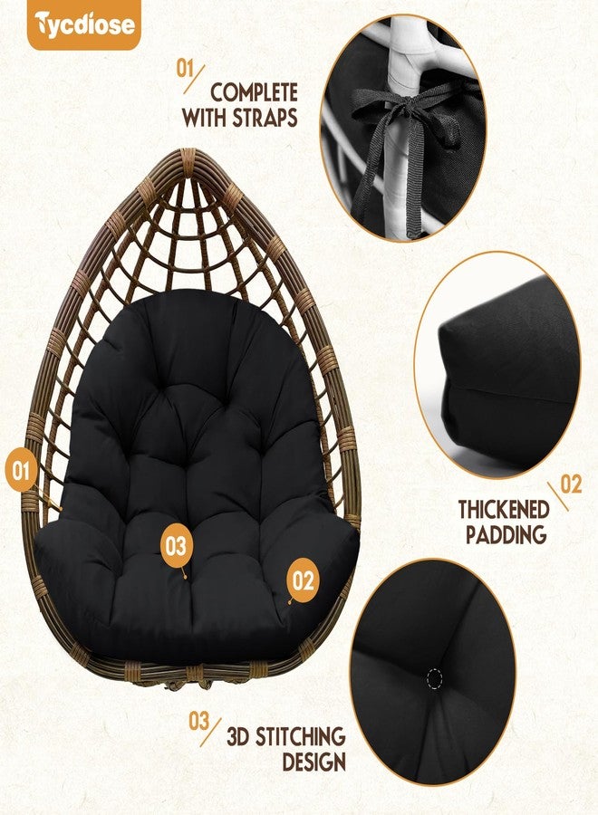 Tycdiose Egg Chair Cushion Replacement, Waterproof Outdoor Hanging Egg Chair Cushion Hammock Swing Chairs Cushions Pads, U-Shaped Thickened Cushions for Hanging Eggs Chairs, 47x33x7 Inches (Black) - Image 5