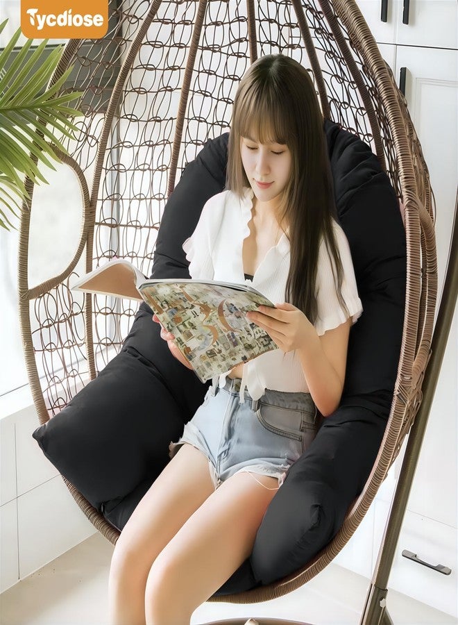 Tycdiose Egg Chair Cushion Replacement, Waterproof Outdoor Hanging Egg Chair Cushion Hammock Swing Chairs Cushions Pads, U-Shaped Thickened Cushions for Hanging Eggs Chairs, 47x33x7 Inches (Black) - Image 3