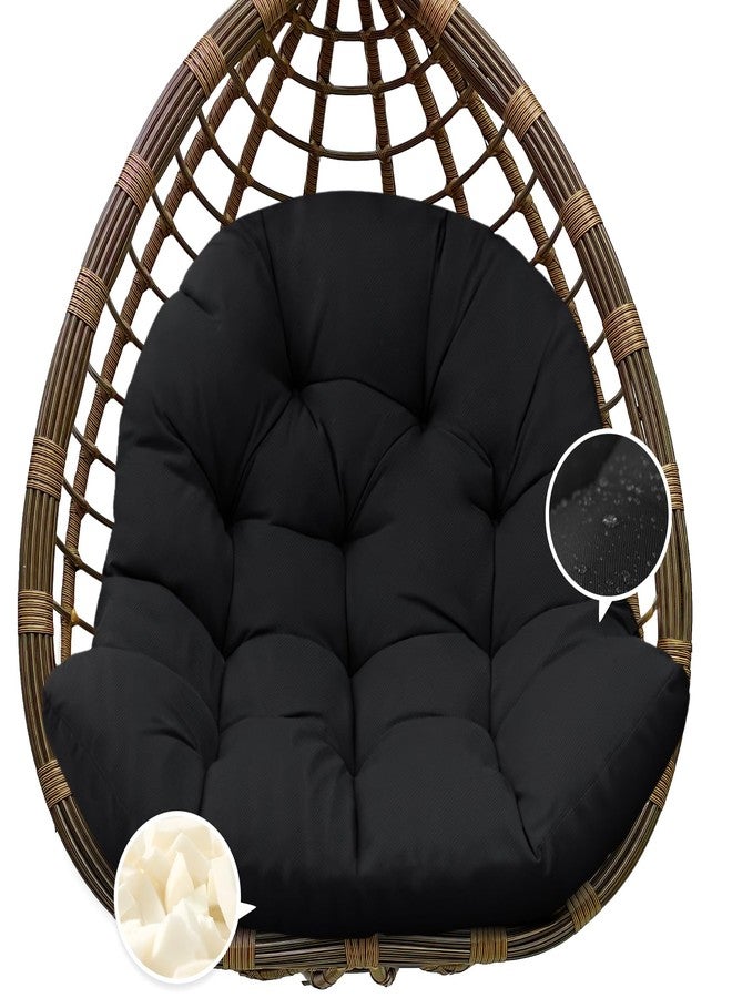 Tycdiose Egg Chair Cushion Replacement, Waterproof Outdoor Hanging Egg Chair Cushion Hammock Swing Chairs Cushions Pads, U-Shaped Thickened Cushions for Hanging Eggs Chairs, 47x33x7 Inches (Black) - Image 1