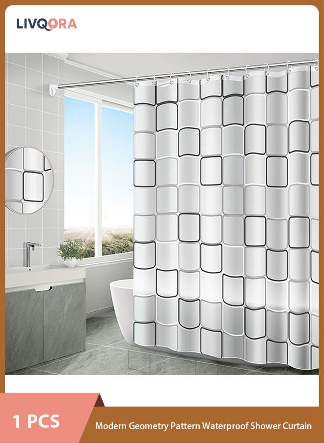 LIVQORA Water Proof Quick Drying Shower Curtain,Modern Geometry Pattern Waterproof Shower Curtain, Anti-Mildew Antibacterial Waterproof Washable, Grommets And Curtain Hooks (Size200*200） - Image 1