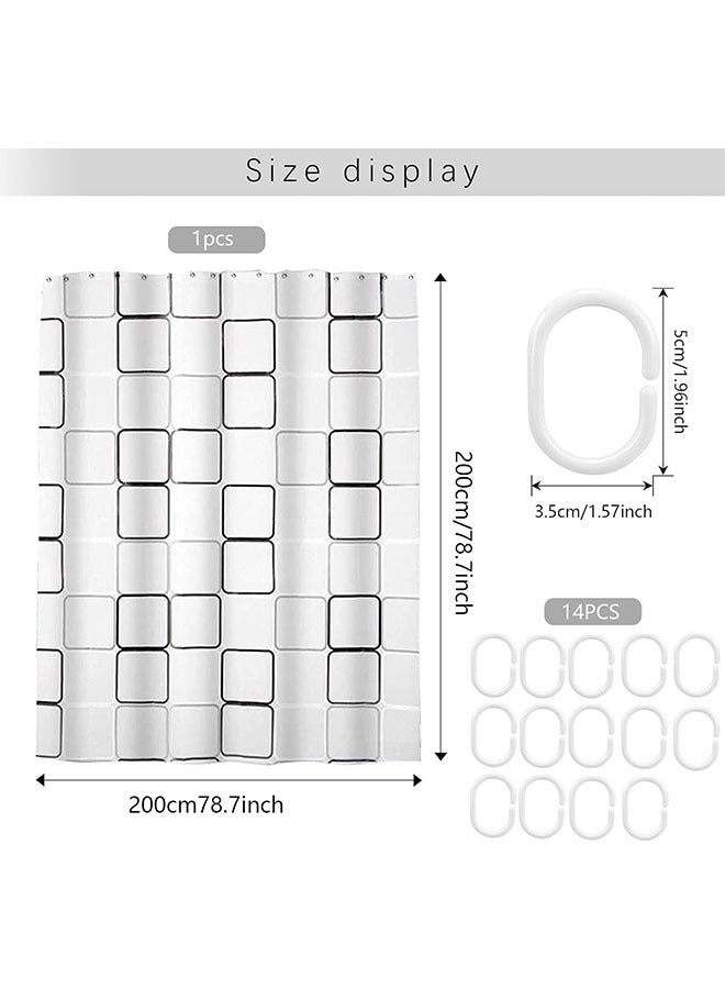 Water Proof Quick Drying Shower Curtain,Modern Geometry Pattern Waterproof Shower Curtain, Anti-Mildew Antibacterial Waterproof Washable, Grommets And Curtain Hooks (Size200*200） - Image 2