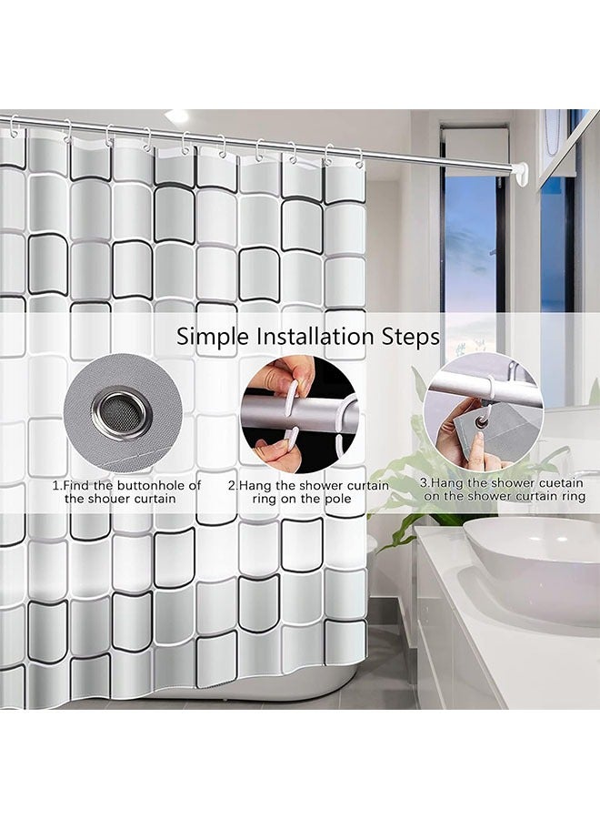 Water Proof Quick Drying Shower Curtain,Modern Geometry Pattern Waterproof Shower Curtain, Anti-Mildew Antibacterial Waterproof Washable, Grommets And Curtain Hooks (Size200*200） - Image 3