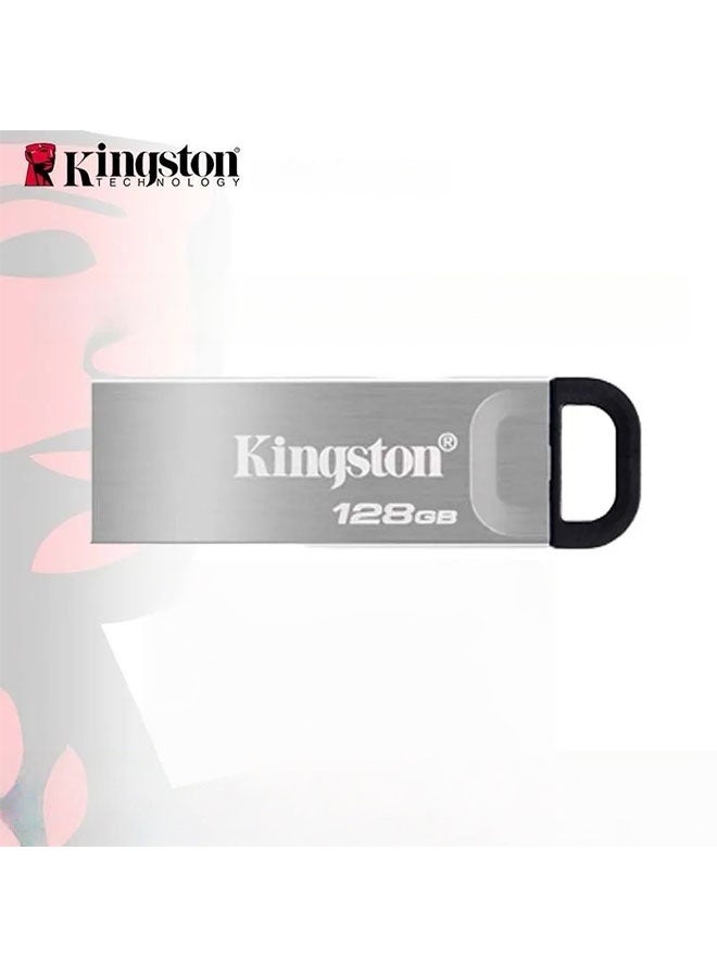 Kingston Grey DataTraveler KySOn USB3.2 Metal Drive 128GB High-Speed Edition , Read Speed 200MB/s for In-Car Commercial Use and Portable Storage in Multiple Scenarios - Image 1