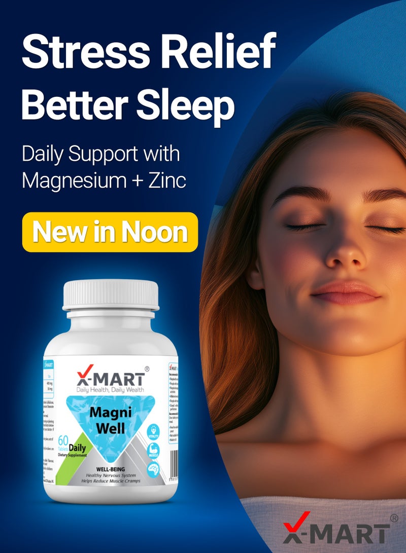 X-Mart Magni Well – Magnesium & Vitamin B6 Tablets for Muscle Cramps, Recovery, Stress Relief & Bone Support - Image 3
