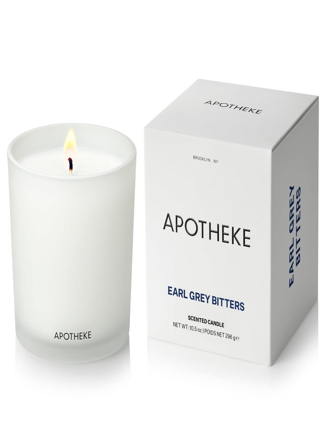 Apotheke Signature Scented Candles for Home, Earl Grey Bitters - 10.5 oz - Soy Wax, Non Toxic, Large Jar White - Luxury Candle Gifts for Women & Men - Bergamot, Peony, and Lemon - Image 1