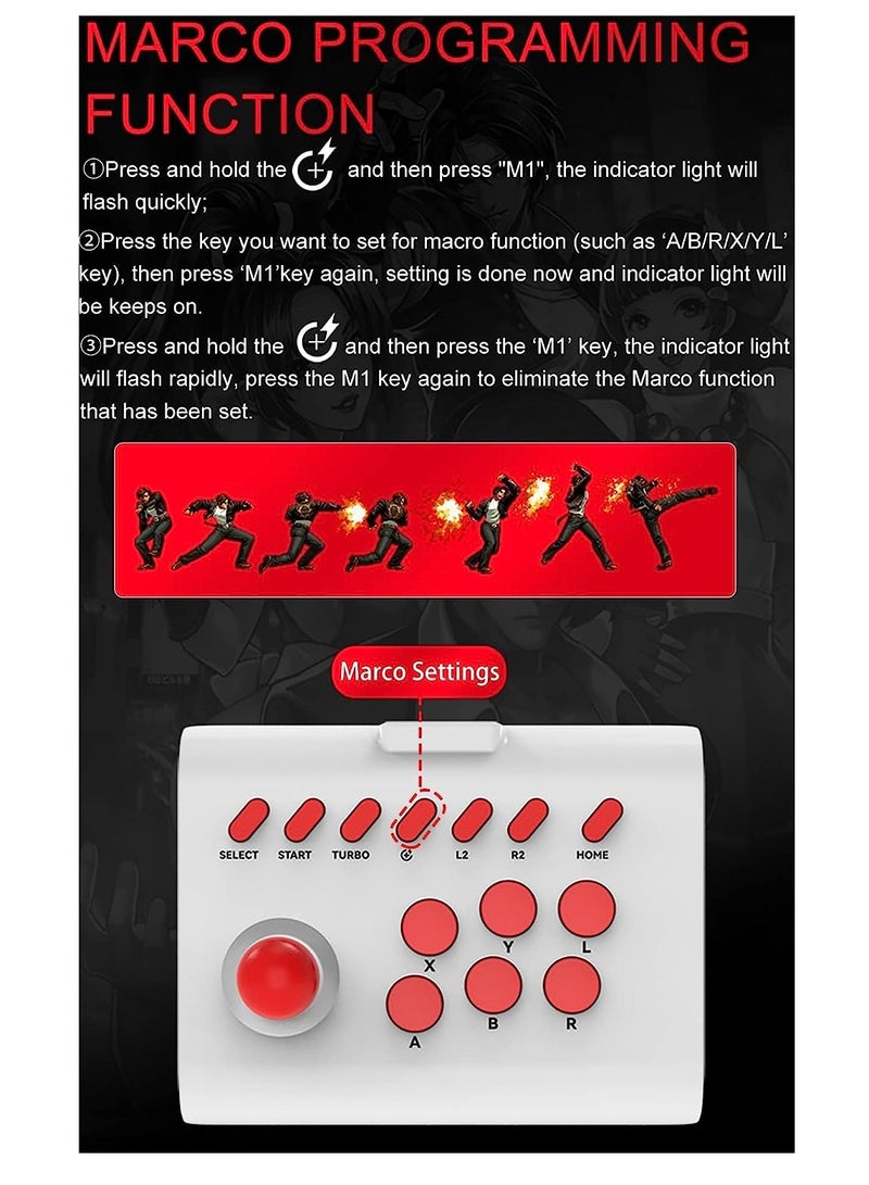 Fighting Game Controller for iPhone iOS Android PC Stick Nintendo Switch/PS3/PS4 Arcade Rocker Gamepad with Turbo & Marco Emulators/Cloud/PS Remote Play/Steam  - Image 3